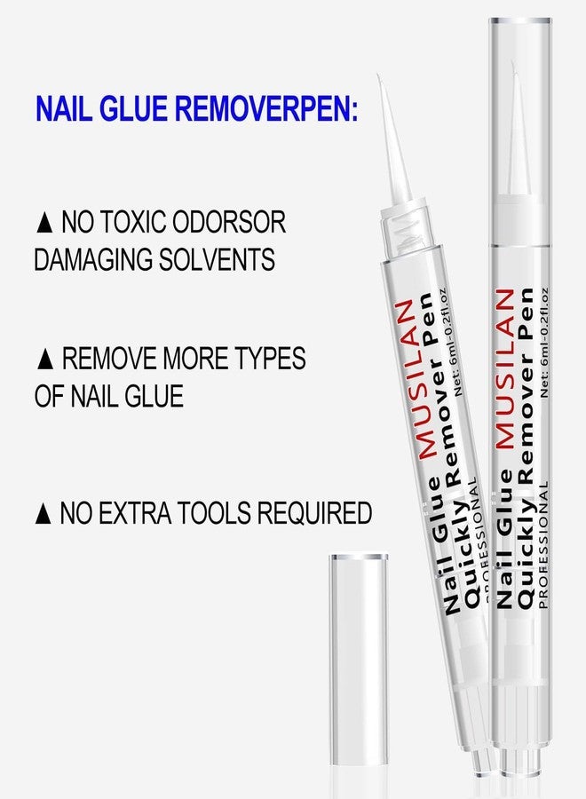 MUSILAN 2PCS 18g Solid Nail Glue Gel with 6ml Remover Pen,Super Strong Nail Glue & Quick Drying Remover for Press On Tips No Need for UV Lamp Magic Click Removal Pen Powder Design - Image 5